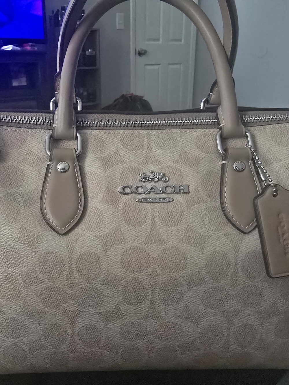 Coach Beige Signature Satchel - Coach New York